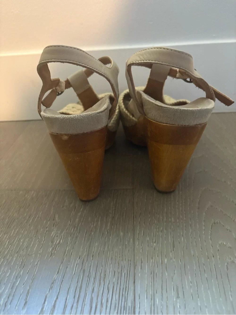 Women’s Vintage Cream Crochet T-Strap Platform Sandals